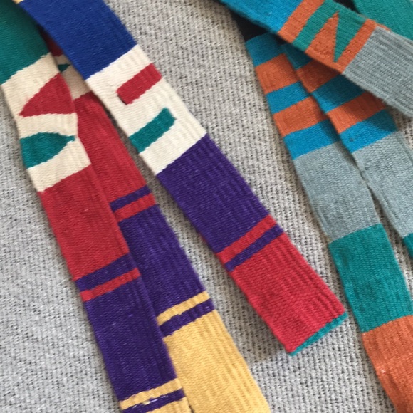 Guatemalan Woven Cotton Colorful Belts or Sashes Set of 2 - NO BLUE/WHITE - SOLD - Picture 3 of 5